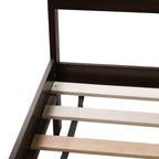 King Size Bed with Rattan Headboard, Two Storage Drawers, Rubber Wood Bed with Enhanced Support Salts and Feet,Espresso