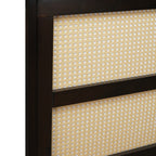 King Size Bed with Rattan Headboard, Two Storage Drawers, Rubber Wood Bed with Enhanced Support Salts and Feet,Espresso