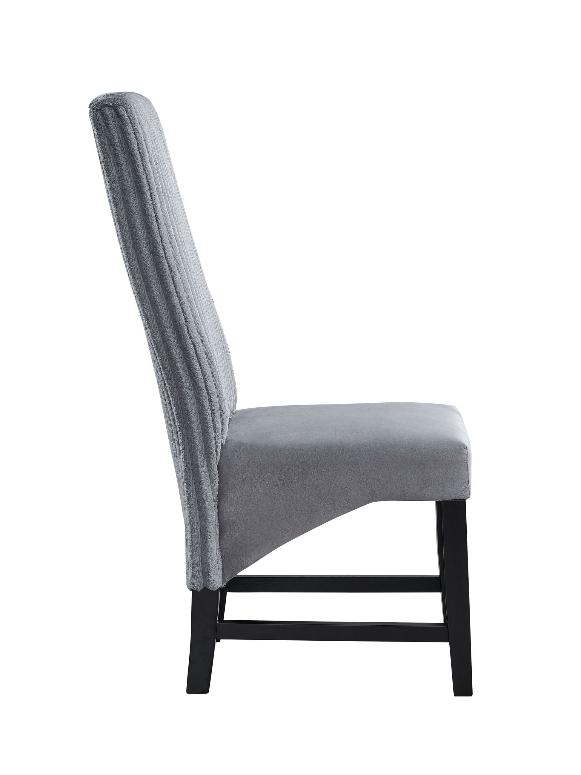 Kini Gray Corduroy & Black Finish Side Chair (Set of 2)
