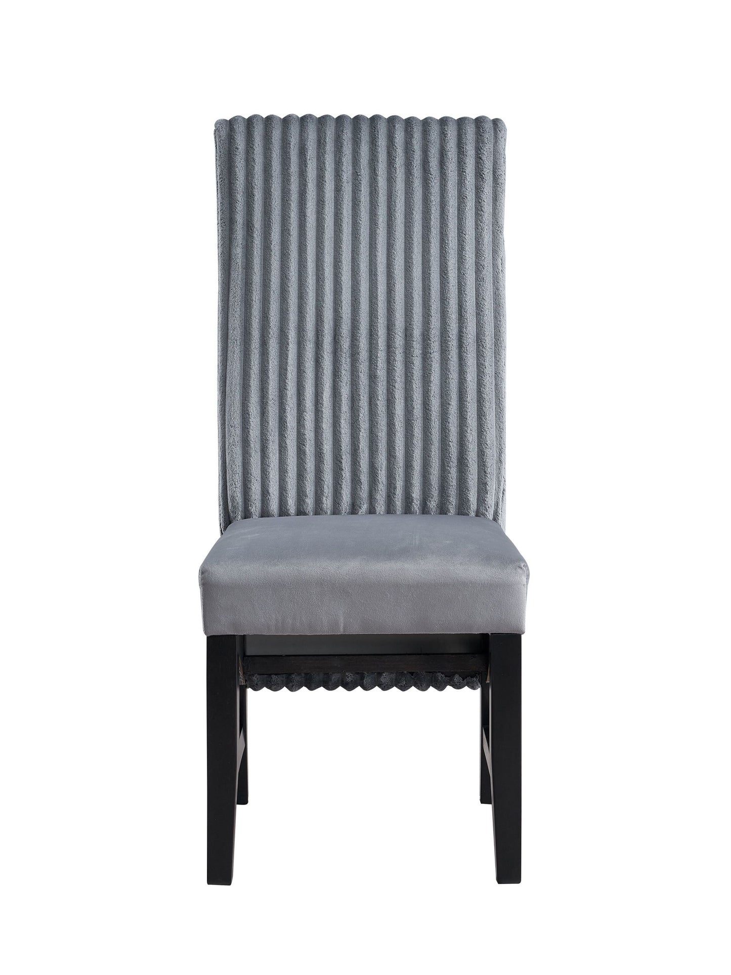 Kini Gray Corduroy & Black Finish Side Chair (Set of 2)