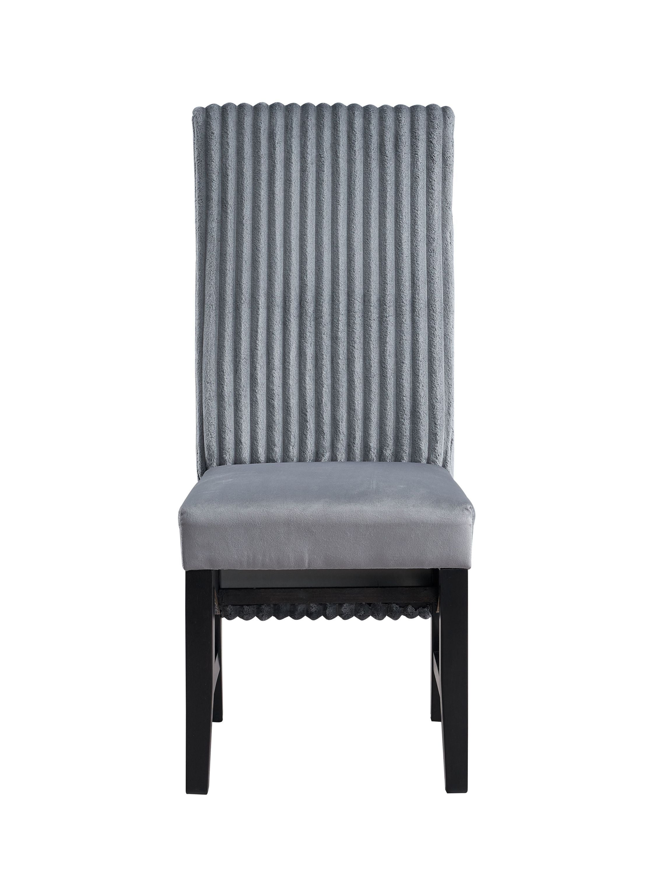 Kini Gray Corduroy & Black Finish Side Chair (Set of 2)