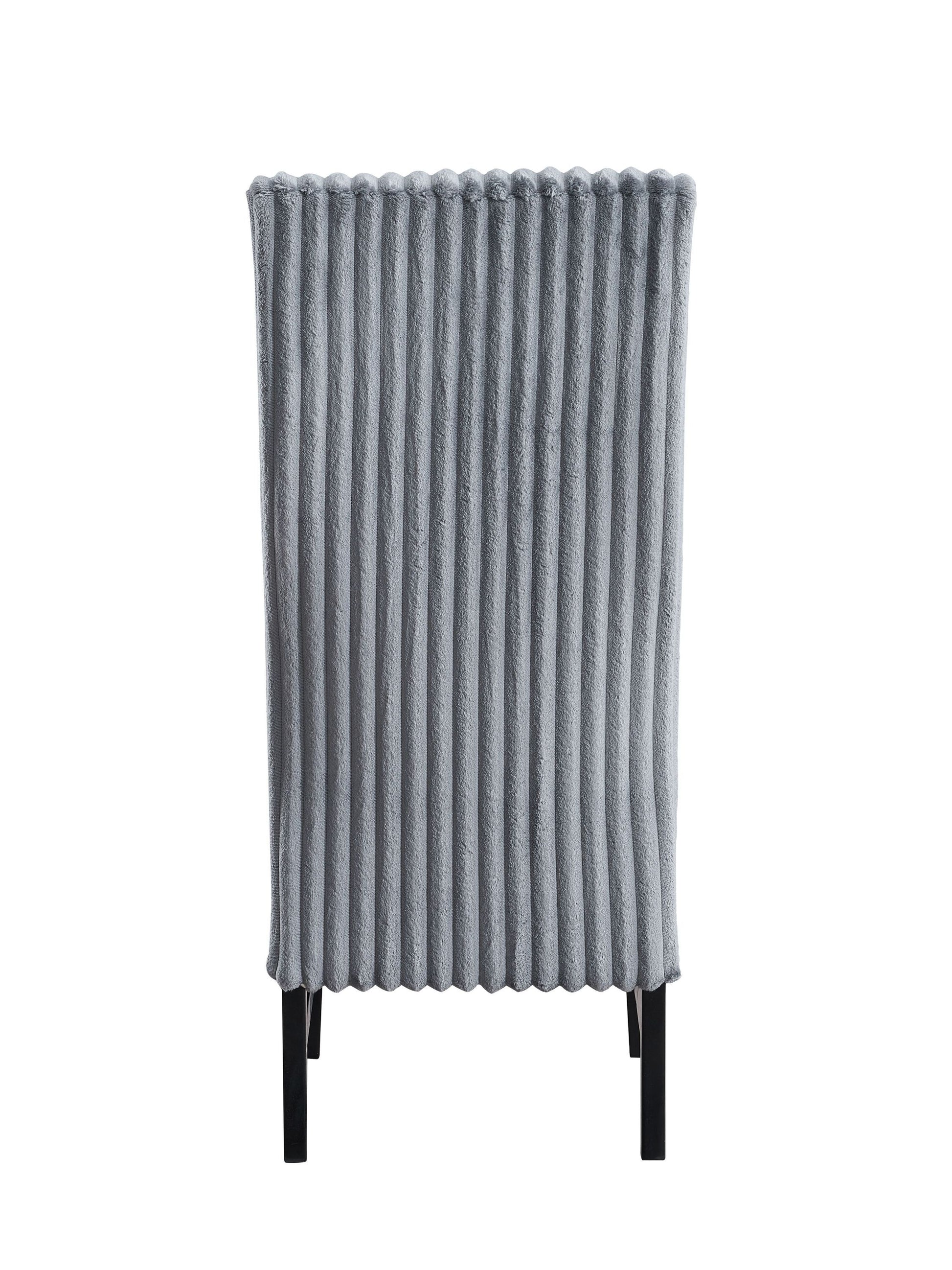 Kini Gray Corduroy & Black Finish Side Chair (Set of 2)