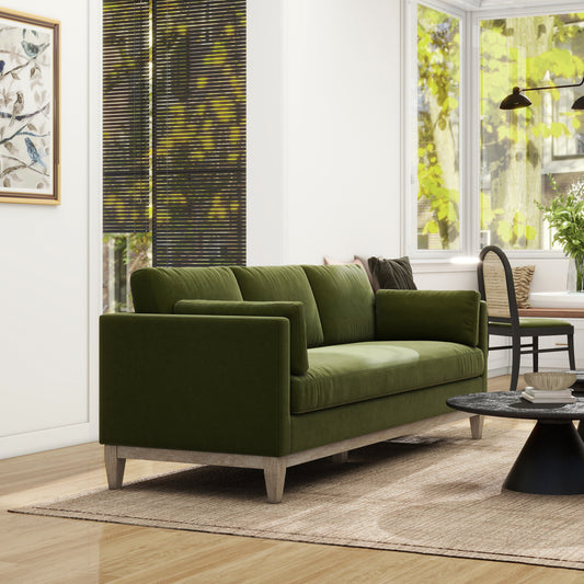 Knox 84' Modern Farmhouse Sofa, Olive Green Performance Velvet