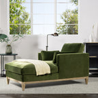 Knox 65' Modern Farmhouse Chaise Lounge Chair, Olive Green Performance Velvet