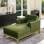 Knox 65' Modern Farmhouse Chaise Lounge Chair, Olive Green Performance Velvet