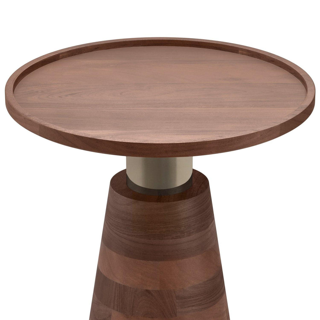 Kramer Cognac Wood Side Table With Handcrafted Design.