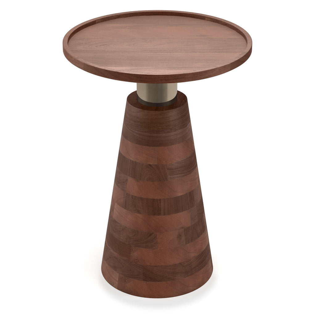 Kramer Cognac Wood Side Table With Handcrafted Design.