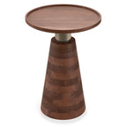 Kramer Cognac Wood Side Table With Handcrafted Design.