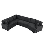 126' L-shaped Sofa Sectional Sofa Couch Pull-out Sofa Bed with Charging Devices and Cup Holders for Living Room, Blue Black