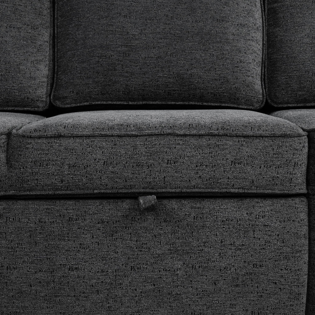 126' L-shaped Sofa Sectional Sofa Couch Pull-out Sofa Bed with Charging Devices and Cup Holders for Living Room, Blue Black