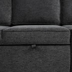 126' L-shaped Sofa Sectional Sofa Couch Pull-out Sofa Bed with Charging Devices and Cup Holders for Living Room, Blue Black