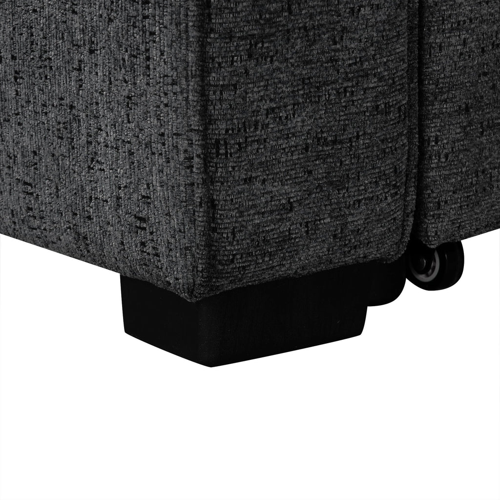 126' L-shaped Sofa Sectional Sofa Couch Pull-out Sofa Bed with Charging Devices and Cup Holders for Living Room, Blue Black