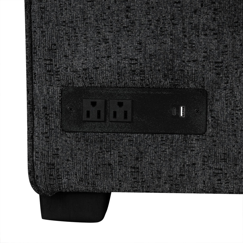 126' L-shaped Sofa Sectional Sofa Couch Pull-out Sofa Bed with Charging Devices and Cup Holders for Living Room, Blue Black