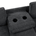 126' L-shaped Sofa Sectional Sofa Couch Pull-out Sofa Bed with Charging Devices and Cup Holders for Living Room, Blue Black