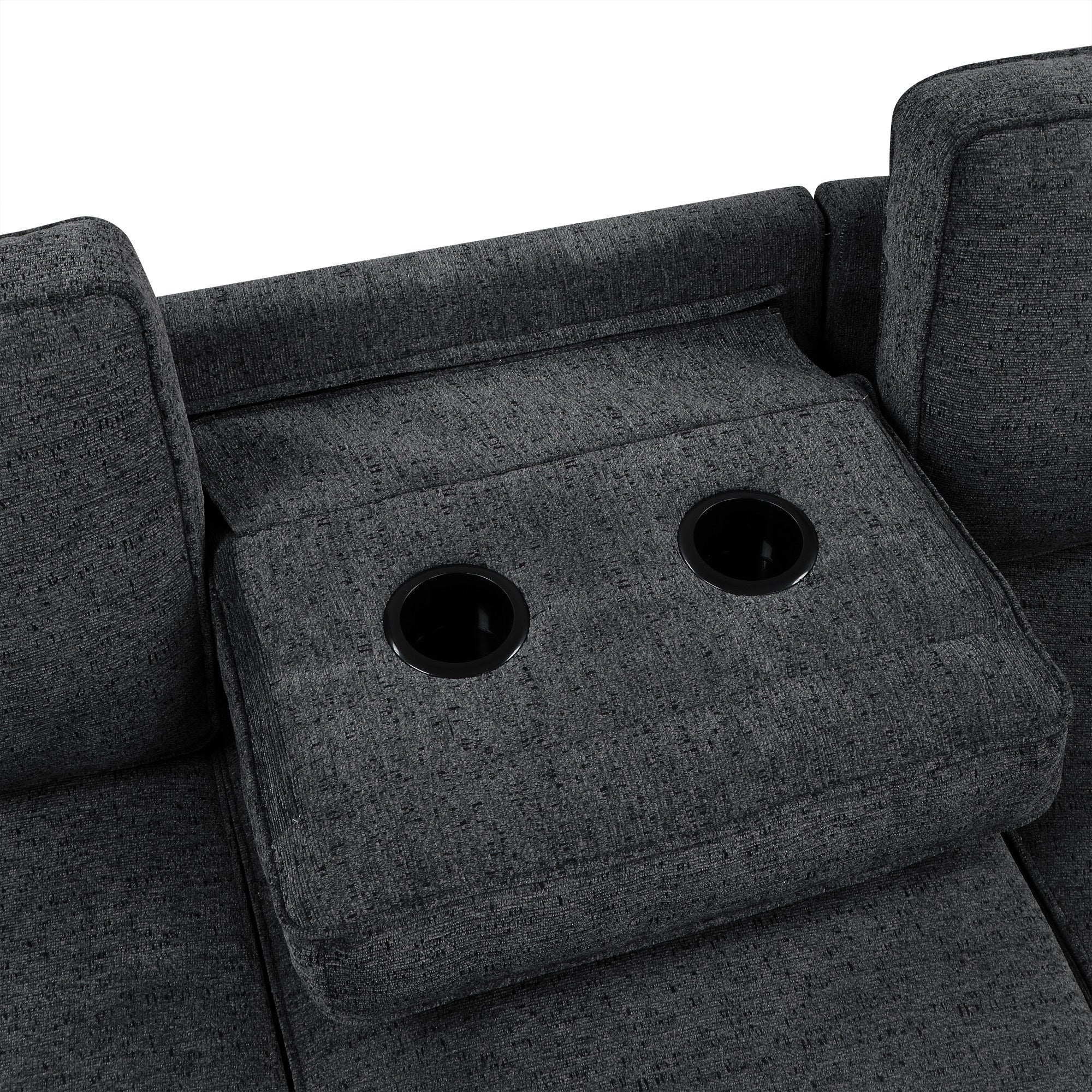 126' L-shaped Sofa Sectional Sofa Couch Pull-out Sofa Bed with Charging Devices and Cup Holders for Living Room, Blue Black