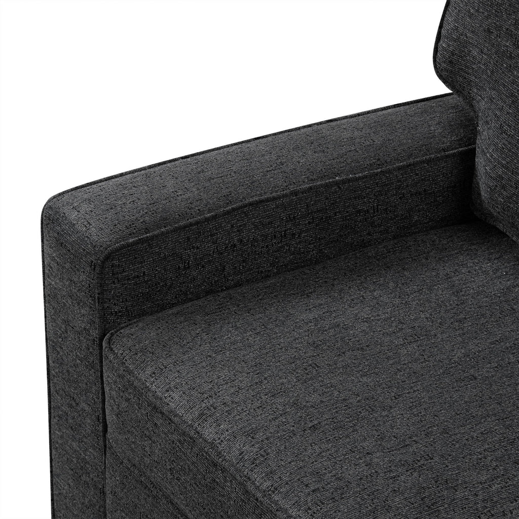 126' L-shaped Sofa Sectional Sofa Couch Pull-out Sofa Bed with Charging Devices and Cup Holders for Living Room, Blue Black