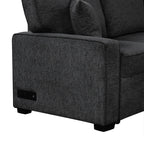 126' L-shaped Sofa Sectional Sofa Couch Pull-out Sofa Bed with Charging Devices and Cup Holders for Living Room, Blue Black