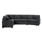 126' L-shaped Sofa Sectional Sofa Couch Pull-out Sofa Bed with Charging Devices and Cup Holders for Living Room, Blue Black