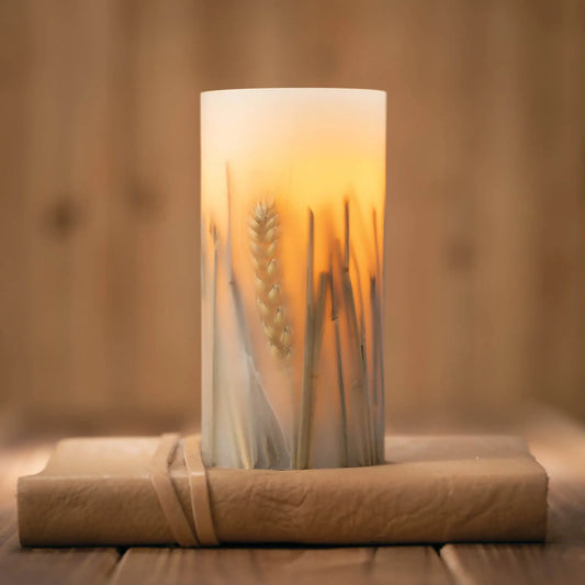LED Wheat Pillar Candle