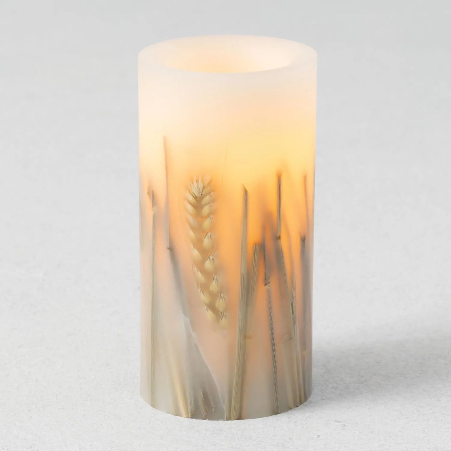 LED Wheat Pillar Candle