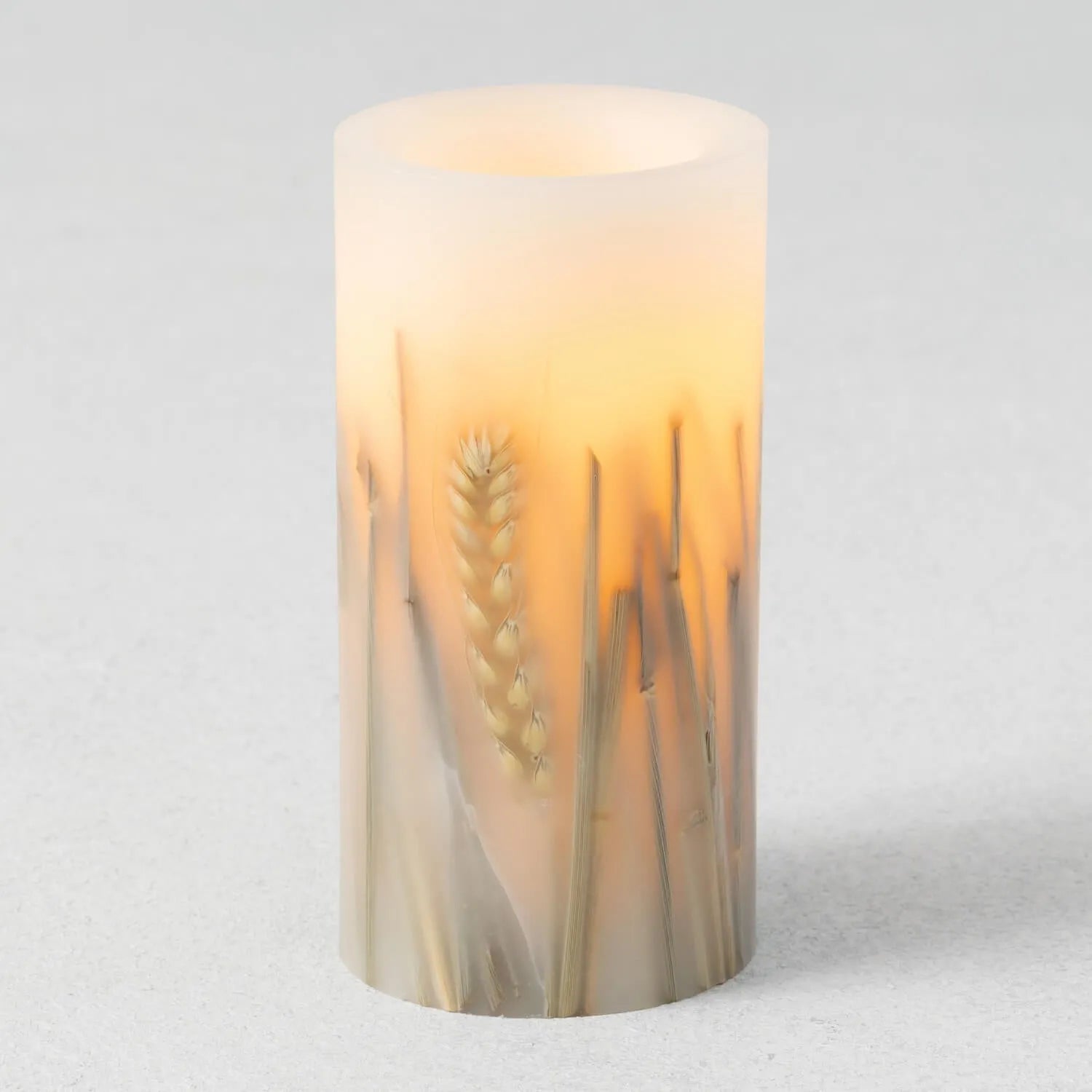 LED Wheat Pillar Candle
