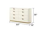 La Pierre Beige Modern 8-Drawer Dresser, Wood and Gold Accents Dresser