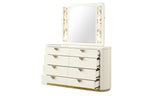 La Pierre Beige Modern 8-Drawer Dresser, Wood and Gold Accents Dresser
