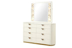 La Pierre Beige Modern 8-Drawer Dresser, Wood and Gold Accents Dresser