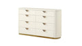 La Pierre Beige Modern 8-Drawer Dresser, Wood and Gold Accents Dresser