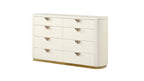 La Pierre Beige Modern 8-Drawer Dresser, Wood and Gold Accents Dresser