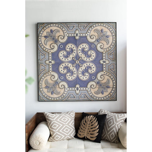 Large 48x48 Inch Square Wall Art Panel with Blue Pattern.