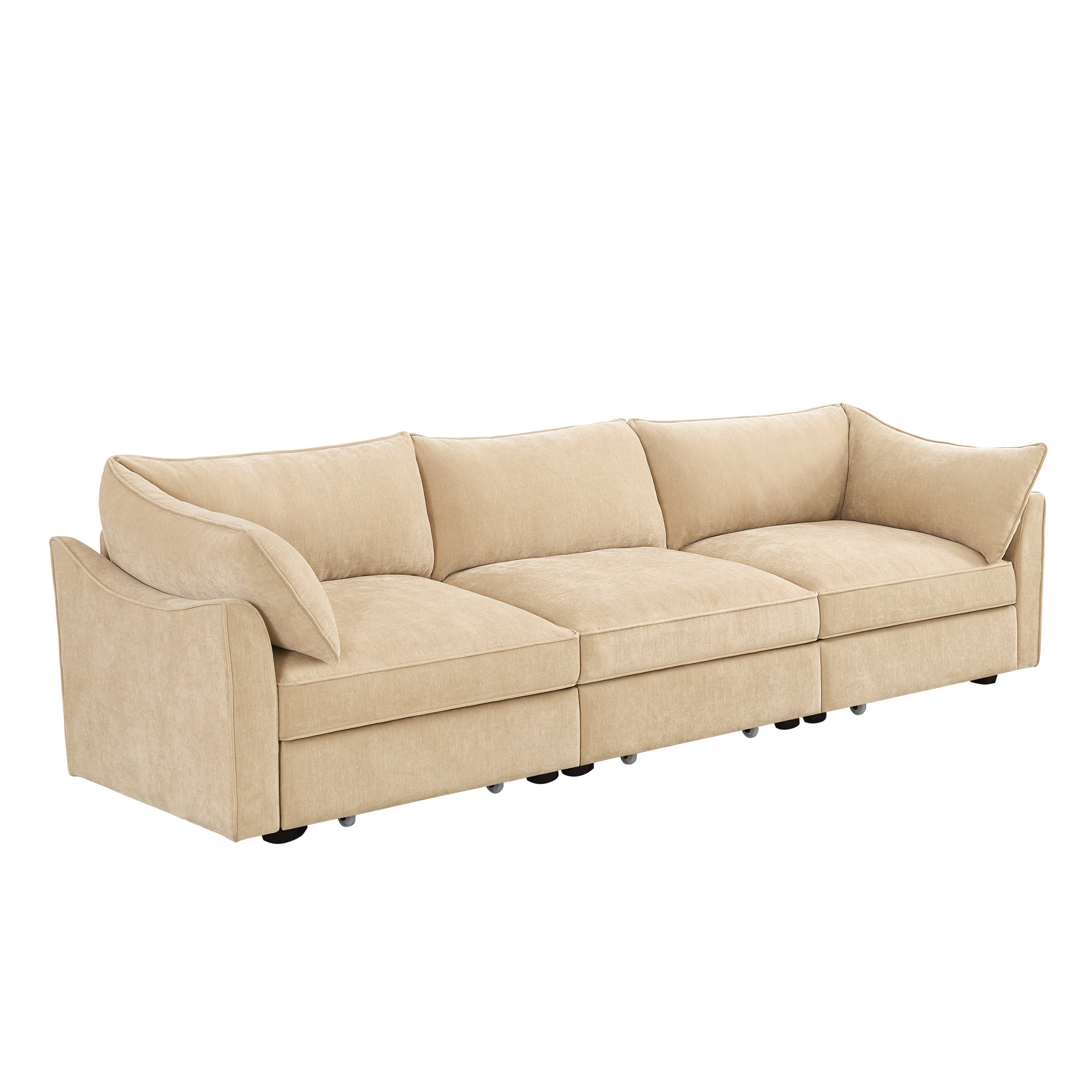 3Seater SofaWith Storage Pull outDrawersUnder Each Seat3 - Seat Large Wide And Deep Seat Sofa with Excellent StorageSpaceSuitable for Big LivingRoomsChenilleWheat