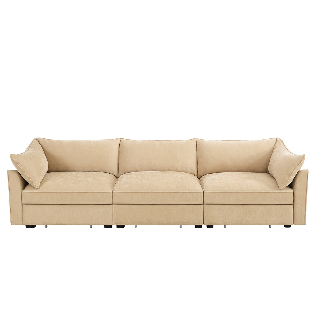 3Seater SofaWith Storage Pull outDrawersUnder Each Seat3 - Seat Large Wide And Deep Seat Sofa with Excellent StorageSpaceSuitable for Big LivingRoomsChenilleWheat