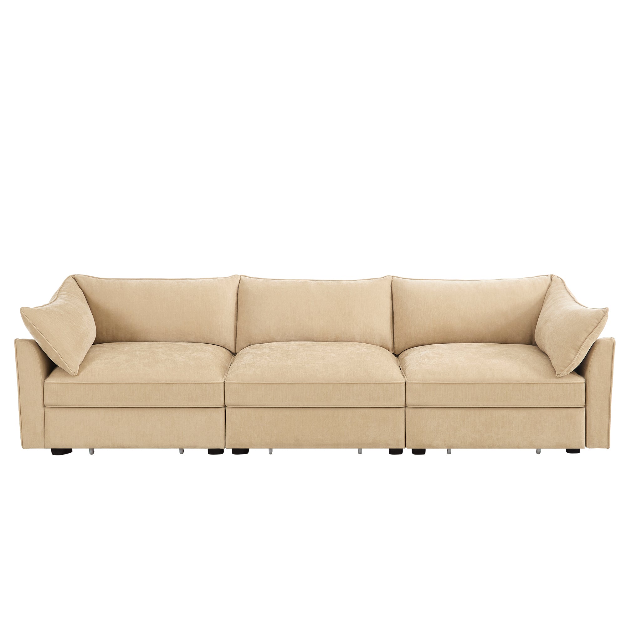3Seater SofaWith Storage Pull outDrawersUnder Each Seat3 - Seat Large Wide And Deep Seat Sofa with Excellent StorageSpaceSuitable for Big LivingRoomsChenilleWheat