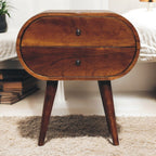 Artisan Furniture Solid Wood Large Chestnut Circular Bedside