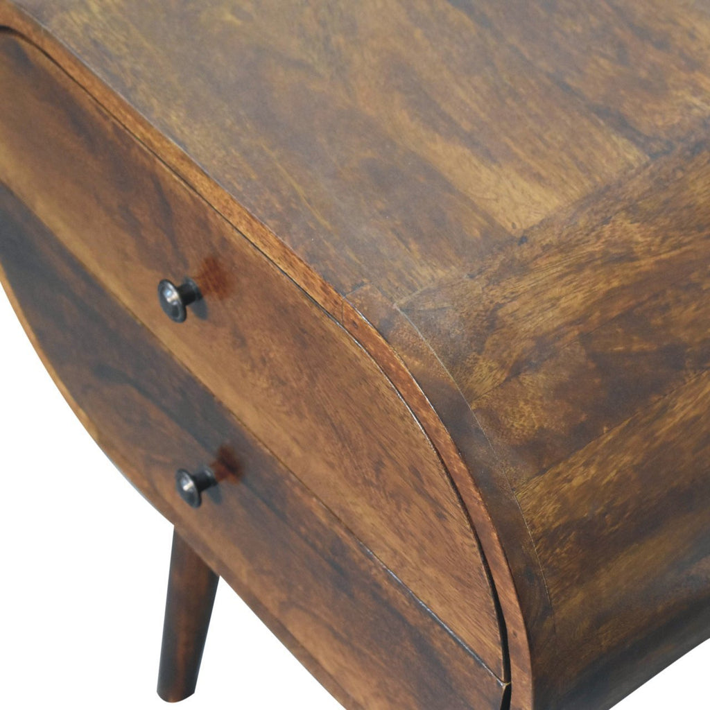 Artisan Furniture Solid Wood Large Chestnut Circular Bedside