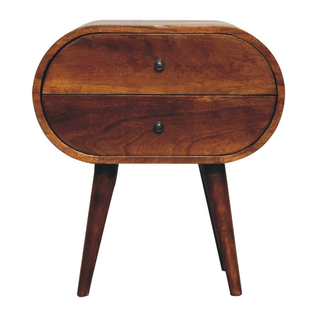 Artisan Furniture Solid Wood Large Chestnut Circular Bedside