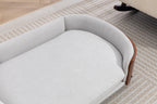 Scandinavian style Elevated Dog Bed Pet Sofa With Solid Wood legs and Walnut Bent Wood Back, Velvet Light Gray,Large Size Pet Sofa