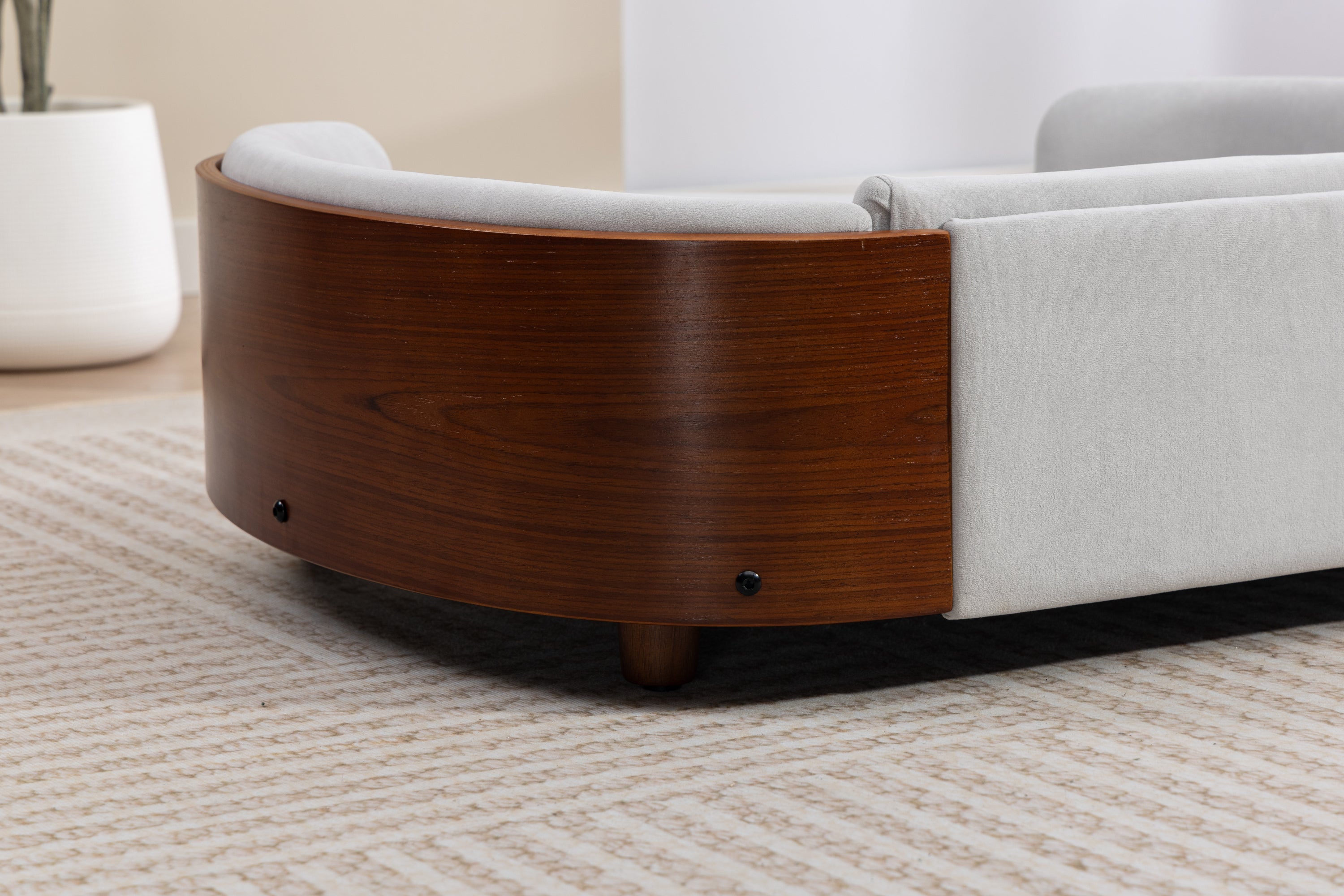 Scandinavian style Elevated Dog Bed Pet Sofa With Solid Wood legs and Walnut Bent Wood Back, Velvet Light Gray,Large Size Pet Sofa