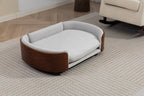 Scandinavian style Elevated Dog Bed Pet Sofa With Solid Wood legs and Walnut Bent Wood Back, Velvet Light Gray,Large Size Pet Sofa