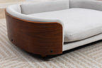 Scandinavian style Elevated Dog Bed Pet Sofa With Solid Wood legs and Walnut Bent Wood Back, Velvet Light Gray,Large Size Pet Sofa