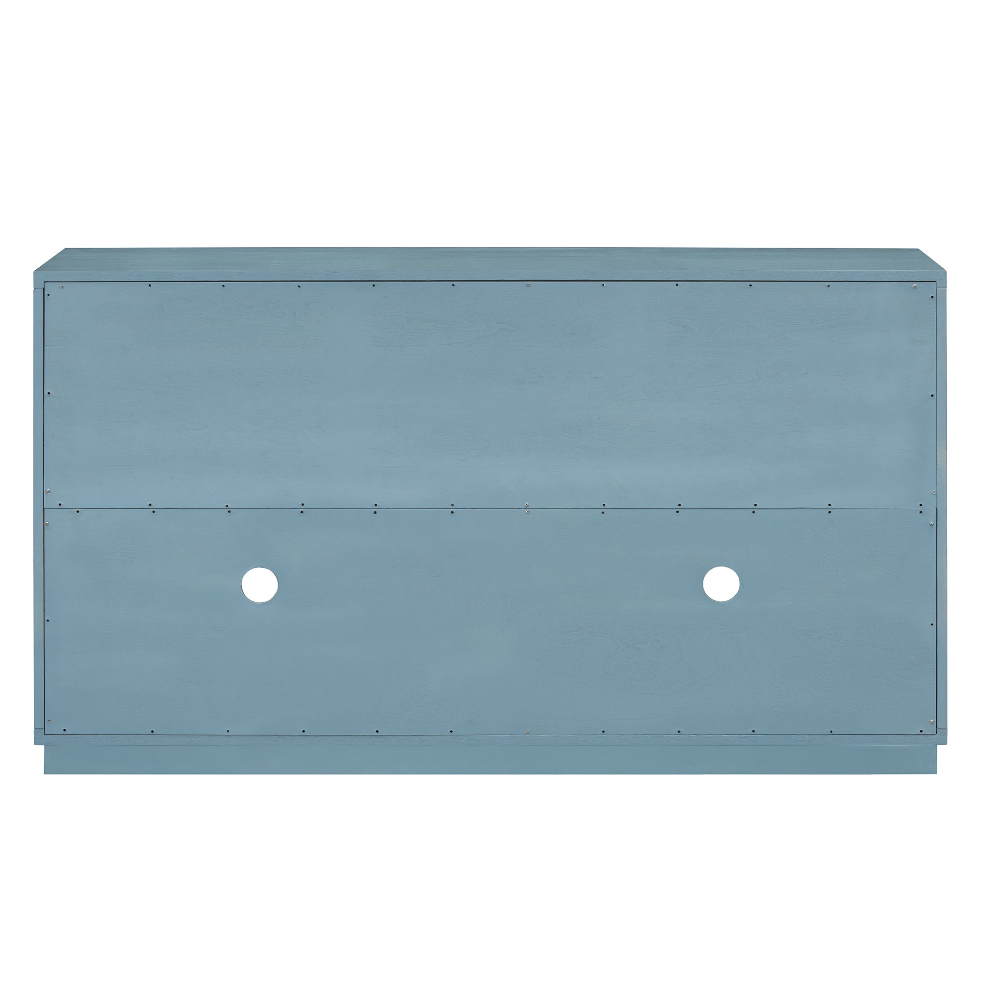 TREXM 4-Door Large Storage Retro Sideboard with Metal Handles and Adjustable Shelves for Kitchen, Dining Room and Living Room (Navy)