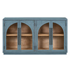 TREXM 4-Door Large Storage Retro Sideboard with Metal Handles and Adjustable Shelves for Kitchen, Dining Room and Living Room (Navy)