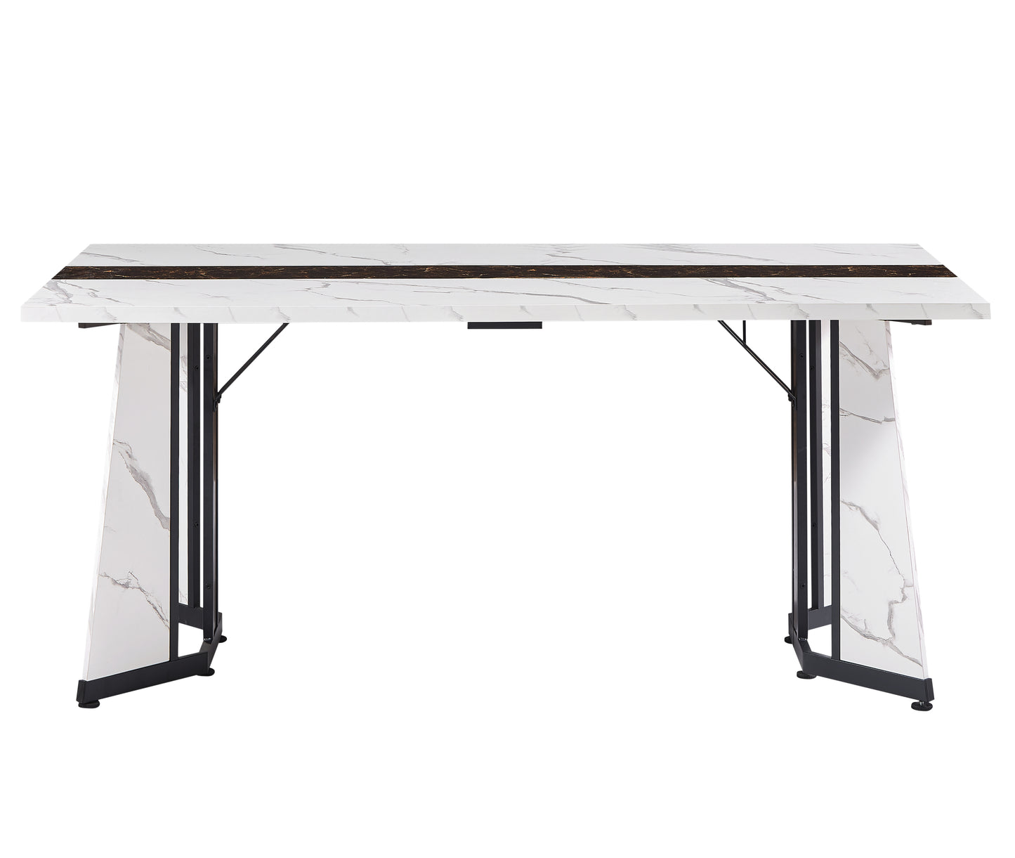 70.9'Rectangular Large Dining Table, Marble Grain Waterproof Large Desk for 8 People, Deluxe Family Dining Table with Adjustable Legs for Kitchen,Living Room,Office, White,70.9''W x 35.4''D x 30.3''H