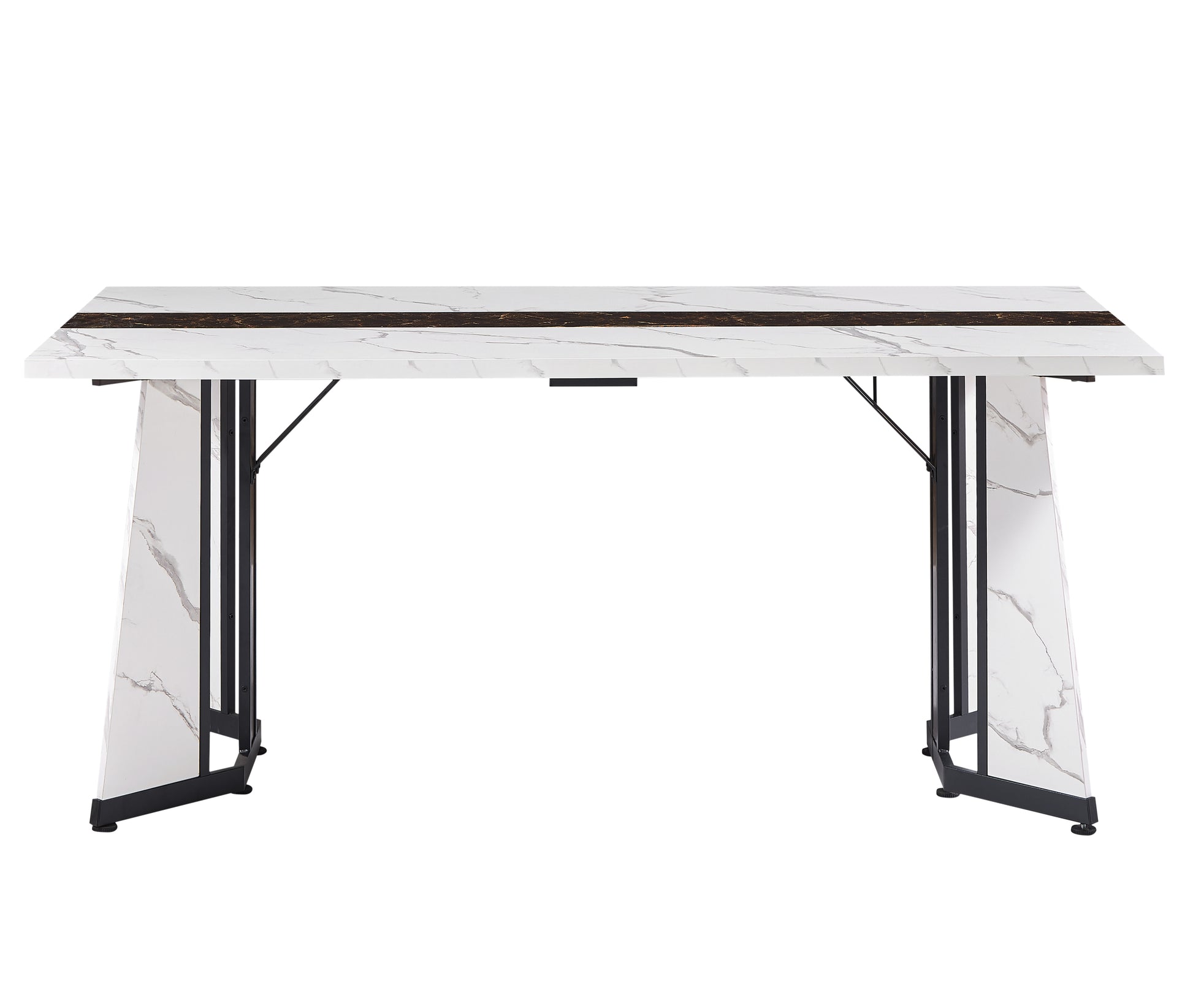 70.9'Rectangular Large Dining Table, Marble Grain Waterproof Large Desk for 8 People, Deluxe Family Dining Table with Adjustable Legs for Kitchen,Living Room,Office, White,70.9''W x 35.4''D x 30.3''H
