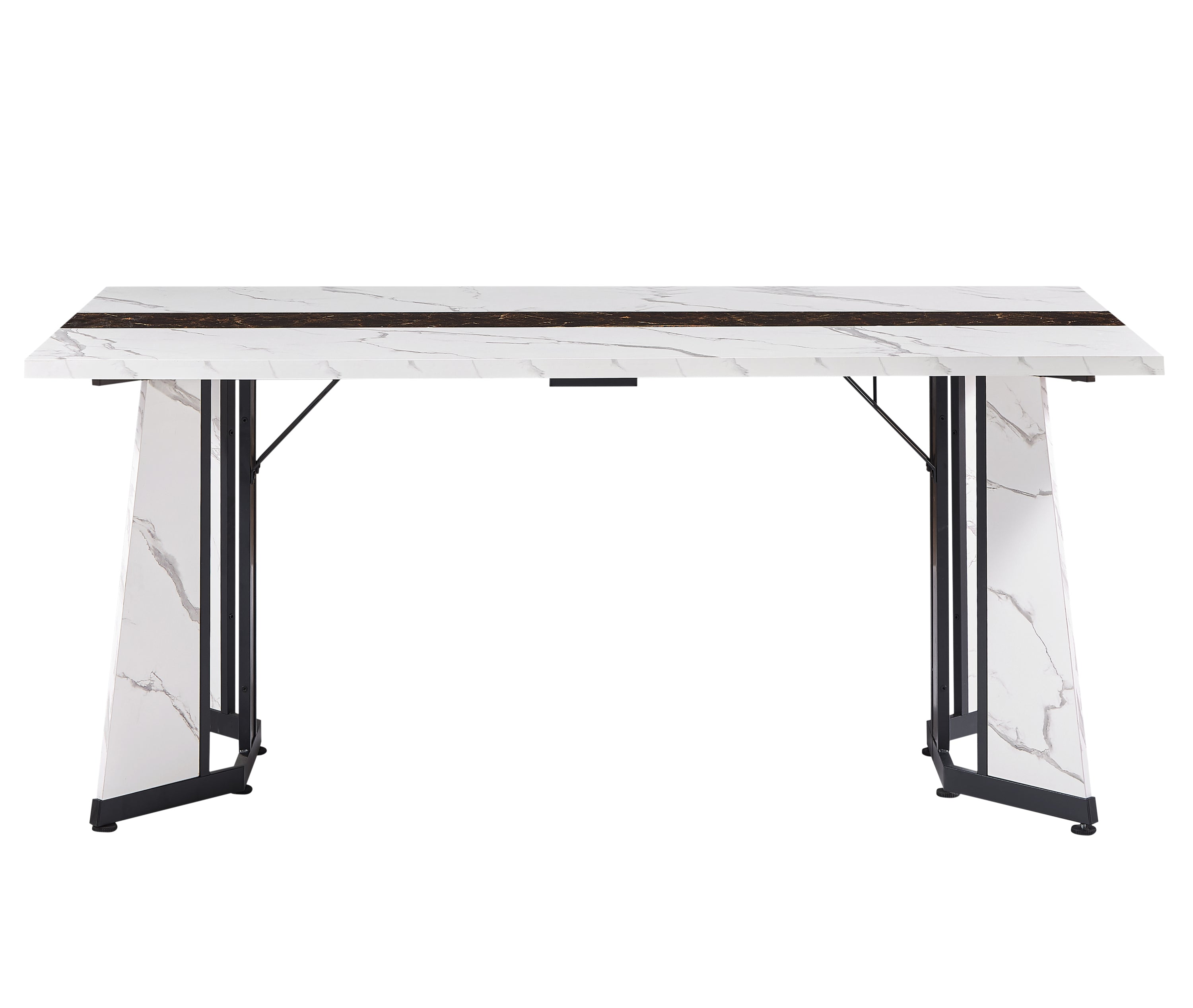 70.9'Rectangular Large Dining Table, Marble Grain Waterproof Large Desk for 8 People, Deluxe Family Dining Table with Adjustable Legs for Kitchen,Living Room,Office, White,70.9''W x 35.4''D x 30.3''H
