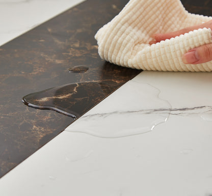 70.9'Rectangular Large Dining Table, Marble Grain Waterproof Large Desk for 8 People, Deluxe Family Dining Table with Adjustable Legs for Kitchen,Living Room,Office, White,70.9''W x 35.4''D x 30.3''H