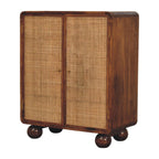 Larissa Solid Wood Rattan 2 Door Chestnut Accent Cabinet Storage Cabinet