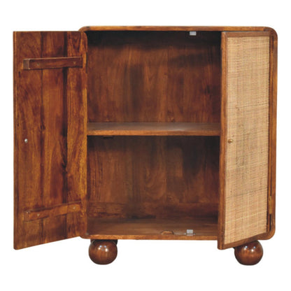 Larissa Solid Wood Rattan 2 Door Chestnut Accent Cabinet Storage Cabinet