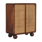 Larissa Solid Wood Rattan 2 Door Chestnut Accent Cabinet Storage Cabinet
